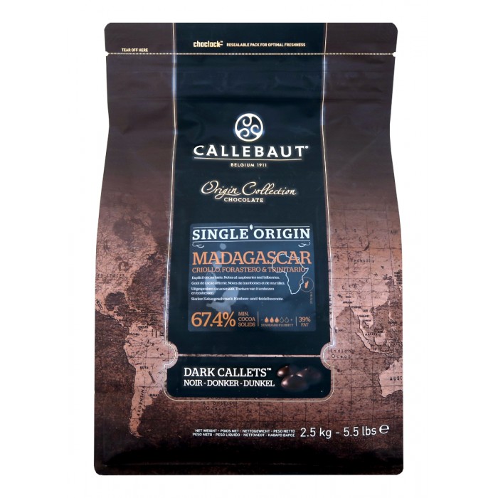 Čokoláda Callebaut Madagaskar 67,4% kakao, 2,5 kg